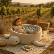 Piscina Cu Bile Boucle Pentru Copii Meowbaby   Turtle ,   Dusty Ice Blue, Fara Bile, Material Reciclat Certificat Oeko-tex Pjbmbsbaz21190ie