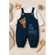 Salopeta cu bluzita pentru bebelusi ursulet – 100% bumbac bbl17