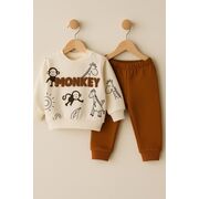 Set bluzita si pantaloni bebelusi din bumbac – little monkey bbl9