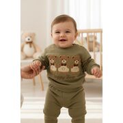 Set hanorac cu trei ursuleti si pantaloni pentru bebelusi bbl4