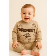 Set hanorac si pantaloni bebelusi din bumbac – monkey bbl6