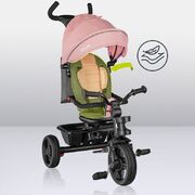 Tricicleta copii, Lionelo, Haari, Ultrapliabila, Multifunctionala, Suport picioare, Control al directiei, Scaun reversibil, Rotire 360 grade, Conform cu standardul european de securitate EN71, Bubblegum BYNLO-HAARI_BUBBLEGUM