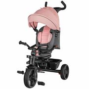 Tricicleta copii, Lionelo, Haari, Ultrapliabila, Multifunctionala, Suport picioare, Control al directiei, Scaun reversibil, Rotire 360 grade, Conform cu standardul european de securitate EN71, Bubblegum BYNLO-HAARI_BUBBLEGUM