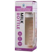 Biberon din sticla borosilicat 240 ml KidsCare cu tetina din silicon SUPKC-MBS240