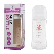 Biberon din sticla borosilicat 240 ml KidsCare cu tetina din silicon SUPKC-MBS240