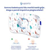 Perna Ortopedica Suporto Baby, 8-24 luni, Pentru bebelusi Impotriva Plagiocefaliei, Alba, Model Dinozauri SPTPBEDINO
