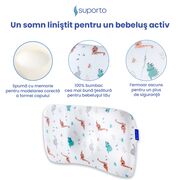 Perna Ortopedica Suporto Baby, 8-24 luni, Pentru bebelusi Impotriva Plagiocefaliei, Alba, Model Dinozauri SPTPBEDINO