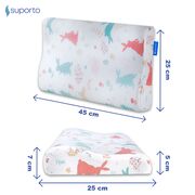 Perna copii Suporto Toddler, 2 - 9 ani, Ortopedica si Hipoalergenica din Spuma cu Memorie, 2 Inaltimi pentru dormit si Suport cervical, Husa Bumbac 100%, Alba, Model Iepurasi SPTPCO3