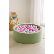 Piscina Cu Bile Rotunda Meowbaby   Velvet Sage Olive 90x30 Cm, Cu 200 Bile: Roz Pastel   Roz Deschis   Mint   Baby Blue Pjbveo-zpba002