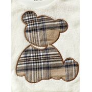 Set bebelusi cu ursulet si detalii in carouri – bluza + pantaloni, moale si calduros mbtu138