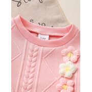 Set bebelusi roz cu floricele – bluza si pantaloni, moale si confortabil mbtu135