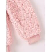 Set pufos bebelusi roz cu ursulet si fundita – bluza si pantaloni, calduros pentru sezonul rece mbtu137