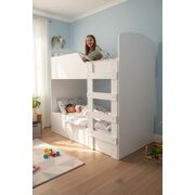 Pat Alb nepersonalizat pentru 2 copii, suprapus, dimensiune 160x80 Cm Ptv8456