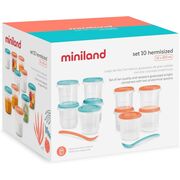 Set 10 recipiente ermetice gradate cu 2 lingurite Miniland Mediteranean 200 ml TNA89565