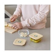 Set 2 recipiente sticla cu capac din bambus Miniland Frog FSC100% TNA89545