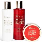 Set gel dus, lotiune corp si crema maini Secret Stories Cherry Blosom Shoe, IDC Institute 44019, 410 ml