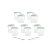 Set 10 recipiente ermetice gradate si 2 lingurite Miniland Mint 200 ml TNA89522