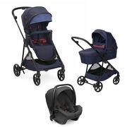 Carucior copii 3 in 1 Chicco Seety, cu scaun auto Kory Plus I-Size, OxFord Blue (Albastru), 0luni+ CHC8709779+8709879+8714645-8