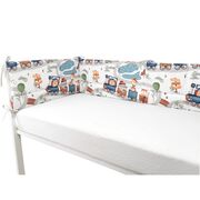 Aparatoare pentru patut, MimiNu, Din bumbac certificat Oeko Tex Standard 100, 180x30 cm, Cu panglici, Design, Zoo in train BYN6426972029315
