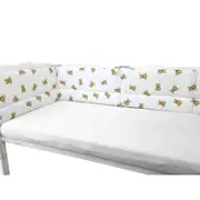 Aparatoare pentru patut, Qmini, Din bumbac certificat Oeko Tex Standard 100, 180x30 cm, Cu panglici, Teddy Toys BYN6426972029544