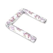 Aparatoare pentru patut, Qmini, Tip rulou, Cu husa detasabila, Lungime 180 cm, Din bumbac certificat Oeko Tex Standard 100, Elephants on Rainbow Pink BYN6426972029650