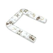 Aparatoare pentru patut, Qmini, Tip rulou, Cu husa detasabila, Lungime 180 cm, Din bumbac certificat Oeko Tex Standard 100, Teddy Bear and Friends Beige BYN6426972029612