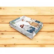 Cearceaf cu elastic, MimiNu, Pentru pat 160x80 cm, Din bumbac certificat Oeko Tex Standard 100, Design, Zoo in train BYN6426972029346