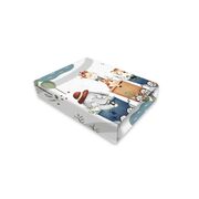 Cearceaf cu elastic, MimiNu, Pentru patut 120X60 cm, Din bumbac certificat Oeko Tex Standard 100, Design, Zoo in train BYN6426972029308