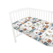 Cearceaf cu elastic, MimiNu, Pentru patut 120X60 cm, Din bumbac certificat Oeko Tex Standard 100, Design, Zoo in train BYN6426972029308