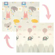 Covoras de joaca, Bocioland, Grey Elephant, Pliabil, Protectie impotriva loviturilor, Dimensiune mare, 180 x 150 cm, Cu Imprimeu pe ambele parti, Potrivit pentru utlizare atat in interior, cat si in exterior BYNBL126