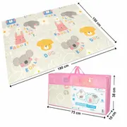 Covoras de joaca, Bocioland, Grey Elephant, Pliabil, Protectie impotriva loviturilor, Dimensiune mare, 180 x 150 cm, Cu Imprimeu pe ambele parti, Potrivit pentru utlizare atat in interior, cat si in exterior BYNBL126