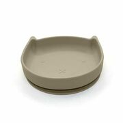 Farfurie in forma de pisicuta, Bocioland, Cu ventuze, Silicon, Fara BPA, 6-36 luni, Dark Beige BYNBOC0466