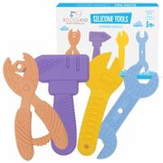 Jucarie de dentitie, Bocioland, In forma de unelte,4 piese, BPA Free, 0 luni+, Multicolor BYNBL244