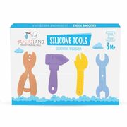 Jucarie de dentitie, Bocioland, In forma de unelte,4 piese, BPA Free, 0 luni+, Multicolor BYNBL244
