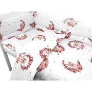 Lenjerie patut cu 3 piese, MimiNu, Pentru patut 120x60 cm, Cu protectie laterala, Din bumbac, Din bumbac certificat Oeko Tex Standard 100, Design, Betty BYN6426972029391