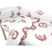 Lenjerie patut cu 3 piese, MimiNu, Pentru patut 120x60 cm, Cu protectie laterala, Din bumbac, Din bumbac certificat Oeko Tex Standard 100, Design, Betty BYN6426972029391