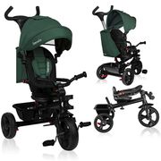 Tricicleta copii, Lionelo, Haari, Ultrapliabila, Multifunctionala, Suport picioare, Control al directiei, Scaun reversibil, Rotire 360 grade, Conform cu standardul european de securitate EN71, Verde BYNLO-HAARI_GREEN_EMERALD
