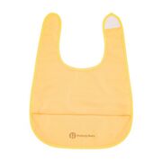 Baveta impermeabila cu buzunar, Petite&Mars, Nate, Fara PVC si ftalati, 37 × 27 cm, 6 luni+, Prindere velcro, Ocru BYN411818