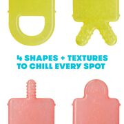 Jucarii dentitie, FridaBaby, 4 in 1, Calmeaza gingiile in timpul eruptiei dentare, 4 forme, Fabricat din silicon non-toxic, BPA-free, Multicolor BYNFRI42