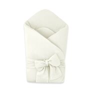 Paturica de infasat, Qmini, Din muselina dubla, Cu inchidere cu panglica, Dimensiune 75x75 cm, Din material certificat Oeko Tex Standard 100, Cream BYN6426972029735