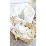 Paturica de infasat, Qmini, Din muselina dubla, Cu inchidere cu panglica, Dimensiune 75x75 cm, Din material certificat Oeko Tex Standard 100, Cream BYN6426972029735