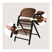 Scaun de masa multifunctional Celia, Lionelo, Din lemn de fag, 6 luni- adult, Reglabil pe inaltime, Husa impermeabila, Tavita silicon, Suport de picioare reglabil, Greutate maxima 90 Kg, Negru BYNLO-CELIA_BLACK_WOOD