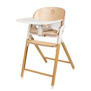 Scaun de masa multifunctional Celia, Lionelo, Din lemn de fag, 6 luni- adult, Reglabil pe inaltime, Spatar lat, Sezut ergonomic, Tavita silicon, Suport de picioare reglabil, Greutate maxima 90 Kg, Alb/Natural BYNLO-CELIA_WHITE_NATURAL_WOOD
