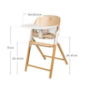 Scaun de masa multifunctional Celia, Lionelo, Din lemn de fag, 6 luni- adult, Reglabil pe inaltime, Spatar lat, Sezut ergonomic, Tavita silicon, Suport de picioare reglabil, Greutate maxima 90 Kg, Alb/Natural BYNLO-CELIA_WHITE_NATURAL_WOOD