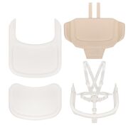 Scaun de masa multifunctional Celia, Lionelo, Din lemn de fag, 6 luni- adult, Reglabil pe inaltime, Spatar lat, Sezut ergonomic, Tavita silicon, Suport de picioare reglabil, Greutate maxima 90 Kg, Alb/Natural BYNLO-CELIA_WHITE_NATURAL_WOOD