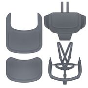 Scaun de masa multifunctional Celia, Lionelo, Din lemn de fag, 6 luni- adult, Reglabil pe inaltime, Spatar lat, Sezut ergonomic, Tavita silicon, Suport de picioare reglabil, Greutate maxima 90 Kg, Gri BYNLO-CELIA_GREY_WOOD