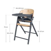 Scaun de masa multifunctional Celia, Lionelo, Din lemn de fag, 6 luni- adult, Reglabil pe inaltime, Spatar lat, Sezut ergonomic, Tavita silicon, Suport de picioare reglabil, Greutate maxima 90 Kg, Gri BYNLO-CELIA_GREY_WOOD