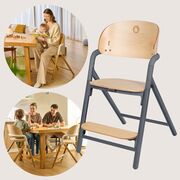 Scaun de masa multifunctional Celia, Lionelo, Din lemn de fag, 6 luni- adult, Reglabil pe inaltime, Spatar lat, Sezut ergonomic, Tavita silicon, Suport de picioare reglabil, Greutate maxima 90 Kg, Gri BYNLO-CELIA_GREY_WOOD