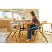 Scaun de masa multifunctional Celia, Lionelo, Din lemn de fag, 6 luni- adult, Reglabil pe inaltime, Spatar lat, Sezut ergonomic, Tavita silicon, Suport de picioare reglabil, Greutate maxima 90 Kg, Gri BYNLO-CELIA_GREY_WOOD