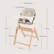 Scaun de masa multifunctional Megan, Lionelo, Din lemn de fag, 6 luni- adult, Reglabil pe inaltime, Husa impermeabila, Tavita silicon, Suport de picioare reglabil, Greutate maxima 110 Kg, Alb/Natur BYNLO-MEGAN_WHITE_NATURAL_WOOD